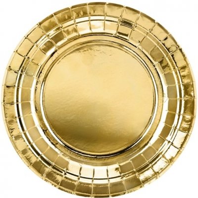PartyDeco Papírové talířky zlaté metalické, 18 cm – Zboží Dáma