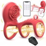 SuperLove Rose Triple Vibrating Cock Ring with Clitoral & G-Spot Stimulation & Remote Red – Zboží Dáma