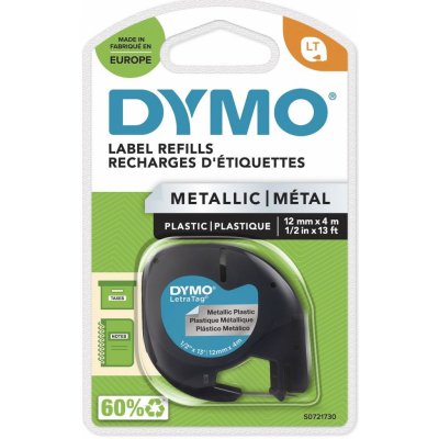 Dymo LetraTag páska metalická 12mm x 4m, stříbrná, 59429, S0721730