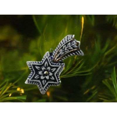 Keramikaportal.eu Kometa zlacená modrá s očkem na pověšení.5x3cm.Vánoční drobnost pro radost. – Hledejceny.cz