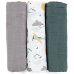 PETITE&MARS bambusová mušelínová Moussy Grey Planes 68 x 68 cm 3 ks – Sleviste.cz