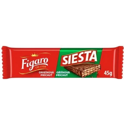 Figaro Siesta oplatka v mléčné čokoládě náplní s lískooříškovou příchutí 45 g – Sleviste.cz