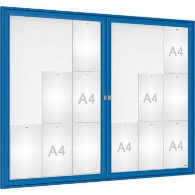 PROCITY Venkovní elegantní vitrína Tradition, 18 x A4 dvoukřídlá, modrá | Zboží Auto