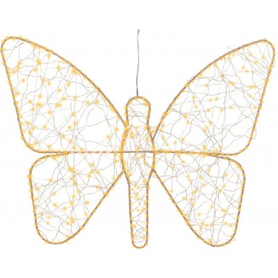 Lumineo Kovová LED dekorace motýl 400 mikro LED teplá bílá, zlatá, 58 x 43 cm – Hledejceny.cz