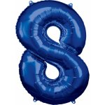 Amscan Balónek fóliový narozeniny číslo 8 modré 86 cm