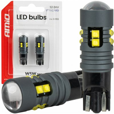 AMIO LED žárovky STANDARD W5W T10 2525 10SMD bílé 12V 24V – Hledejceny.cz