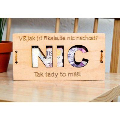Dekorace z Řečice Dárková dřevěná karta na peníze Nic2 – Zboží Mobilmania