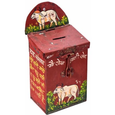 Sanu Babu Stará plechová kasička ručně malovaná 11x8x25cm AL – Zboží Dáma