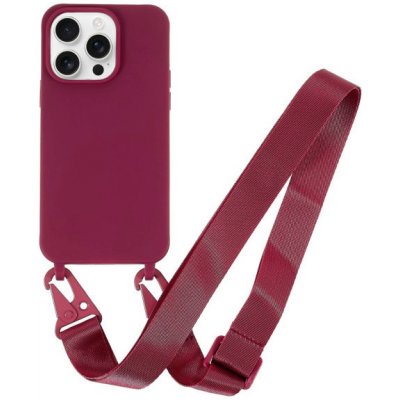 AppleKing matný kryt s nastavitelným popruhem pro iPhone 15 Pro Max - vínový – Zboží Mobilmania