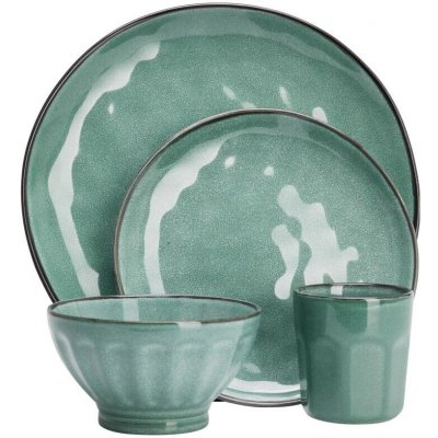 SIAKI Jídelní sada kamenina zelená 16 ks – Hledejceny.cz