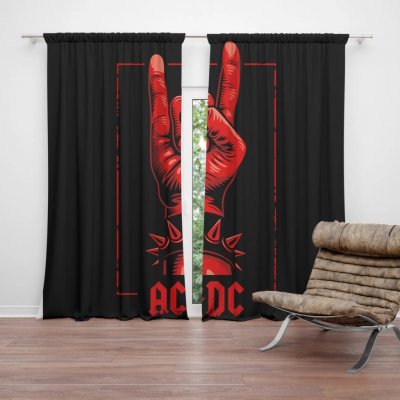 Sablio Závěs ACDC Červená ruka: 2ks 140x250cm – Hledejceny.cz