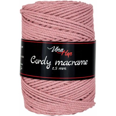 Pletací / háčkovací příze Vlna-Hep CORDY MACRAME 2,5mm 8423 starorůžová, jednobarevná, 250g/160m – Zboží Mobilmania