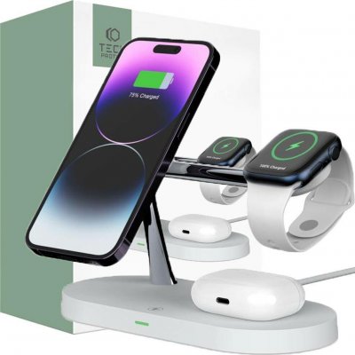 Tech-Protect A12 3in1 Stand & Wireless Charger bílá – Zboží Živě