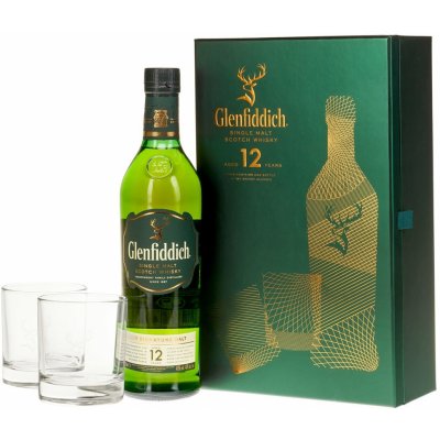 Glenfiddich Whisky 12y 40% 0,7 l (dárkové balení 2 sklenice) – Zboží Mobilmania