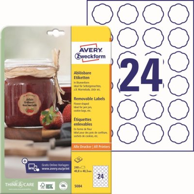 Etikety Avery Zweckform 5084 Samolepící etikety tvaru květiny (5084) – Zboží Živě
