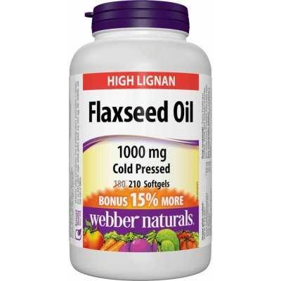 Webber Naturals Flaxseed Oil 1000 mg 210 kapslí