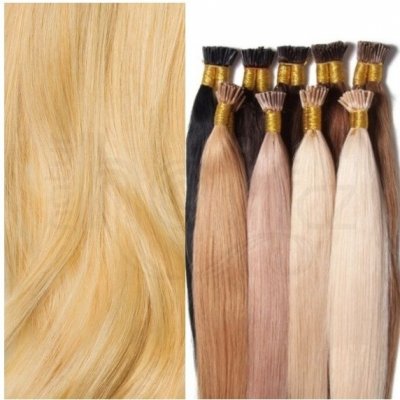 Evropské vlasy k prodloužení metodou Micro Ring blond světlá. Druh vlasů: Východoevropské vlasy Zvlnění vlasů: Mírně vlnité Délka vlasového pramínku: 35-39 cm – Zboží Mobilmania