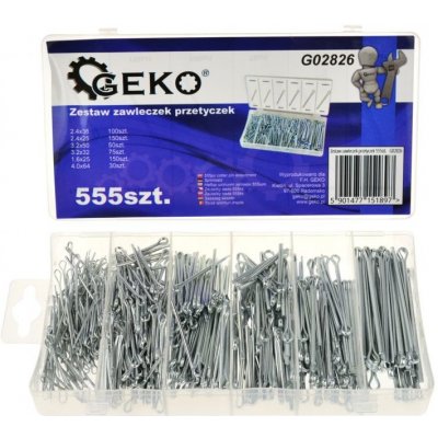 Závlačky, délka 25 - 64 mm, nerezové, sada 555 kusů GEKO G02826 – Sleviste.cz