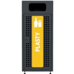 Alda venkovní odpadkový koš na tříděný odpad TITAN 180 l ocel, vnitřní nádoba, žlutý, na plast 814A