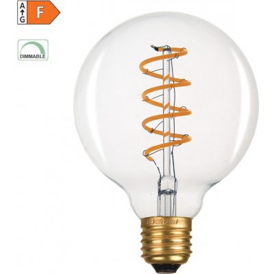 Diolamp LED Spiral Filament žárovka Globe čirá G95 4W/230V/E27/1800K/300Lm/360°/Dim