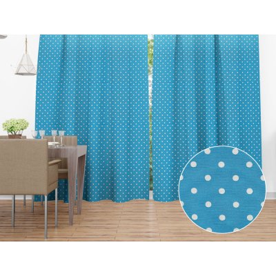 Biante Dekorační závěs Leona LN-021 Bílé puntíky na modrém 130x260 cm – Zboží Mobilmania
