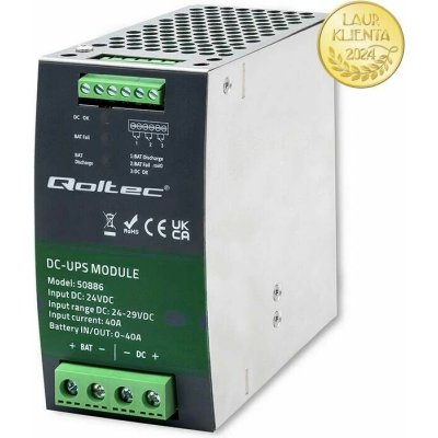 Qoltec 50886 | DC-UPS modul na DIN lištu 24 V / 40 A – automatické zálohování z baterie – Zboží Mobilmania