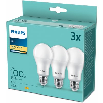 Philips 3x LED žárovka 1x14W E27 2700K -triple pack klasik žárovka LED , 14W, E27, neutrální bílá 3ks – Zboží Mobilmania