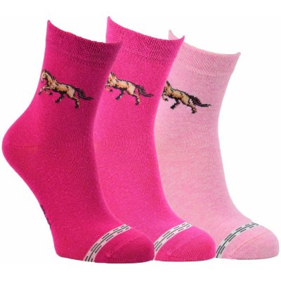 RS Dětské barevné bavlněné vzorované elastické ponožky koně mix barev – Zboží Mobilmania