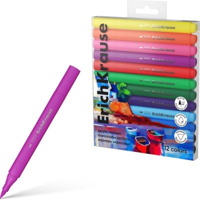 Erich Krause akrylové popisovače brush pens základní barvy 12 ks – Zboží Dáma