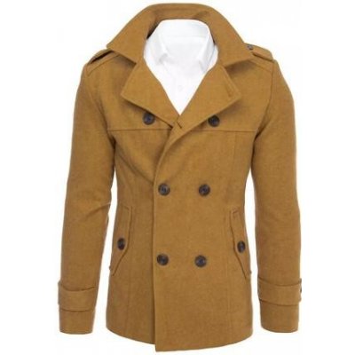 Dstreet pánský dvouřadý kabát CX0443 pískový – Zboží Mobilmania