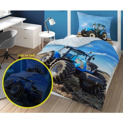 Detexpol povlečení Traktor blue svítící Bavlna 140x200 70x80 – Zboží Mobilmania