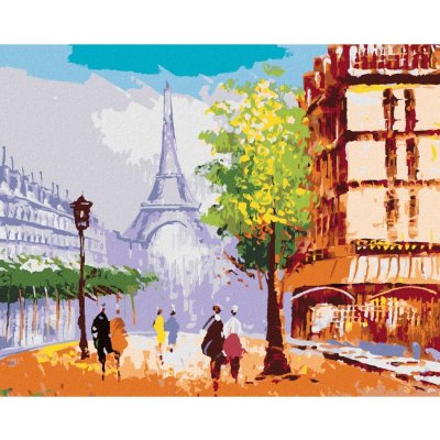 Zuty Malování podle čísel EIFFELOVA VĚŽ V PAŘÍŽI POHLED NA ULICI
