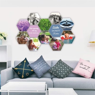 Okamih 12 dřevěných hexagonek - foto dekorace s barevným potiskem – Sleviste.cz
