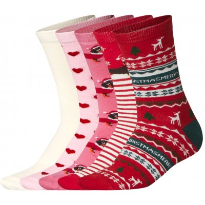 Esmara dámské ponožky 5 párů růžová/bílá/červená – Zboží Dáma