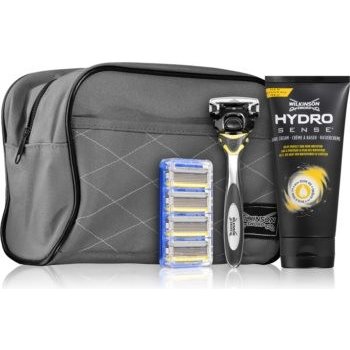 Wilkinson Sword Hydro 5 holicí strojek pro muže + náhradní břity 4 ks +  Hydro Sense krém na holení 75 ml + kosmetická taška 25 x 18 x 11 cm dárková  sada od 577 Kč - Heureka.cz