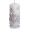 Svíčka Bartek Candles SOVA ZIMNÍ VÁLEC vánoční d6x13cm bílá