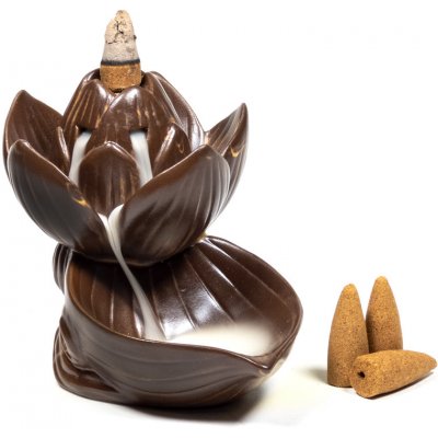 Ancient Wisdom Stojan na vonné kužely Tekoucí dým hnědý lotos – Zboží Dáma