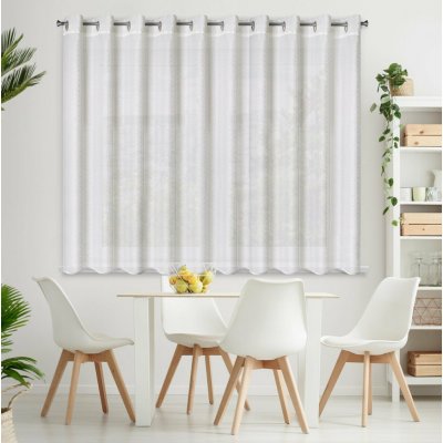 EUROFIRANY ZÁCLONA NA KROUŽCÍCH SIBEL 300X160 CM BÍLÁ – Zboží Dáma