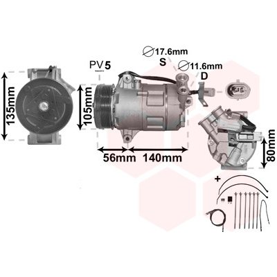 Kompresor, klimatizace VAN WEZEL 3700K428