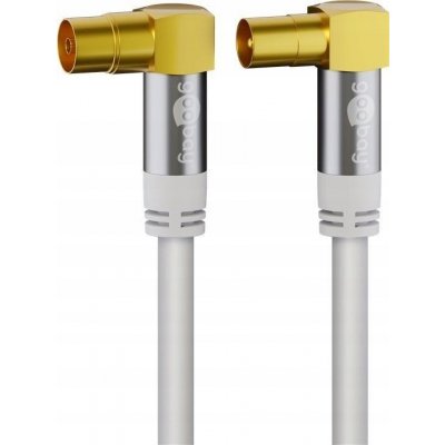 goobay goobay Kabel anténní TV, 135dB, 4x stíněný, IEC169-2, M-F (lomené, zlacené), 10m, + redukce M-M, bílý – Zboží Živě
