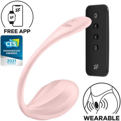 Satisfyer Ribbed Petal Vibrační vajíčko ovládané dálkovým ovladačem a aplikací Světle růžové – Zboží Dáma