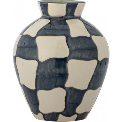 Bloomingville Modro-bílá kameninová váza Check 24 cm – Hledejceny.cz