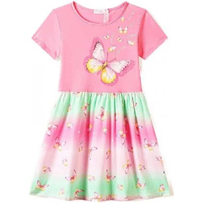 Bavlněné dívčí letní šaty s motýlky světle růžová – Sleviste.cz