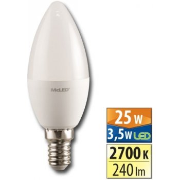 McLED LED žárovka E14 3,5W 25W teplá bílá 2700K svíčka ML-323.023.87.0