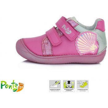 Ponte dětské kožený boty DA03-1-638A tmavá růžová