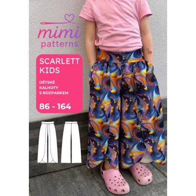 Dětský střih na kalhoty s rozparkem Scarlett kids, 86-164, el. formát | MIMI patterns - 134 (A4) domácí tisk – Hledejceny.cz