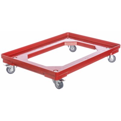 PK Group Vozík pod přepravky 2 otočná + 2 kolečka s brzdou 50 mm polyuretan Barvy: Červená – Zboží Mobilmania