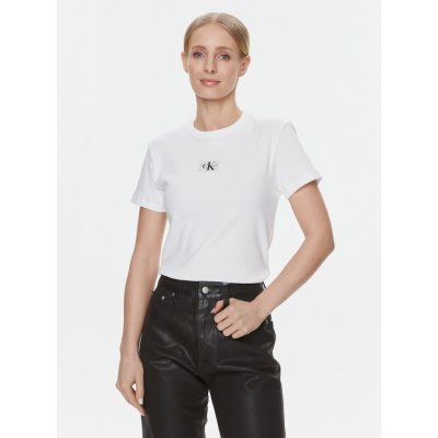 Calvin Klein dámské žebrované tričko bílé