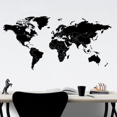 Wrapino vinylová samolepka na zeď Mapa světa jednotlivé státy, rozměry 200x100cm – Zboží Dáma