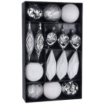 MagicHome Vánoční koule sada 16 ks bílo-stříbrné na vánoční stromek 8-15 cm – Hledejceny.cz